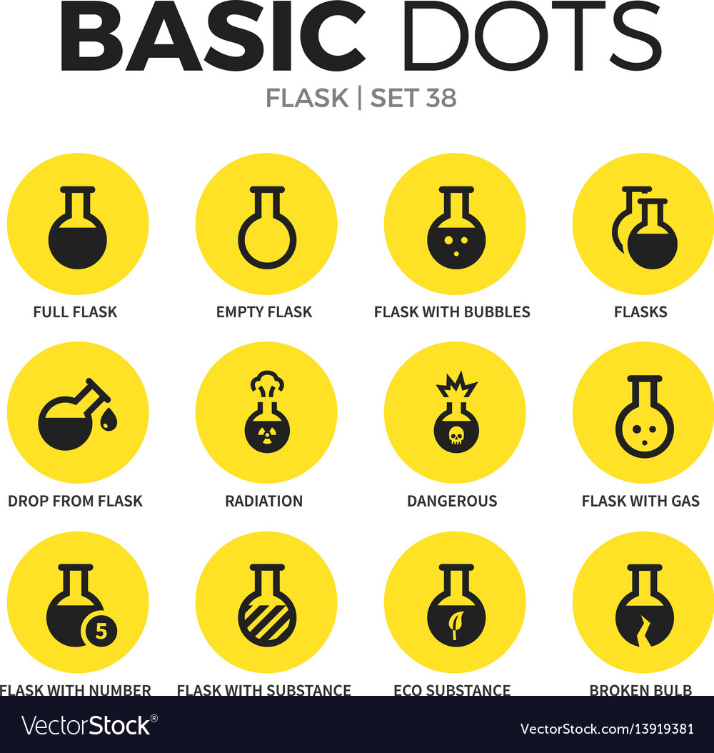 Flask flat icons set