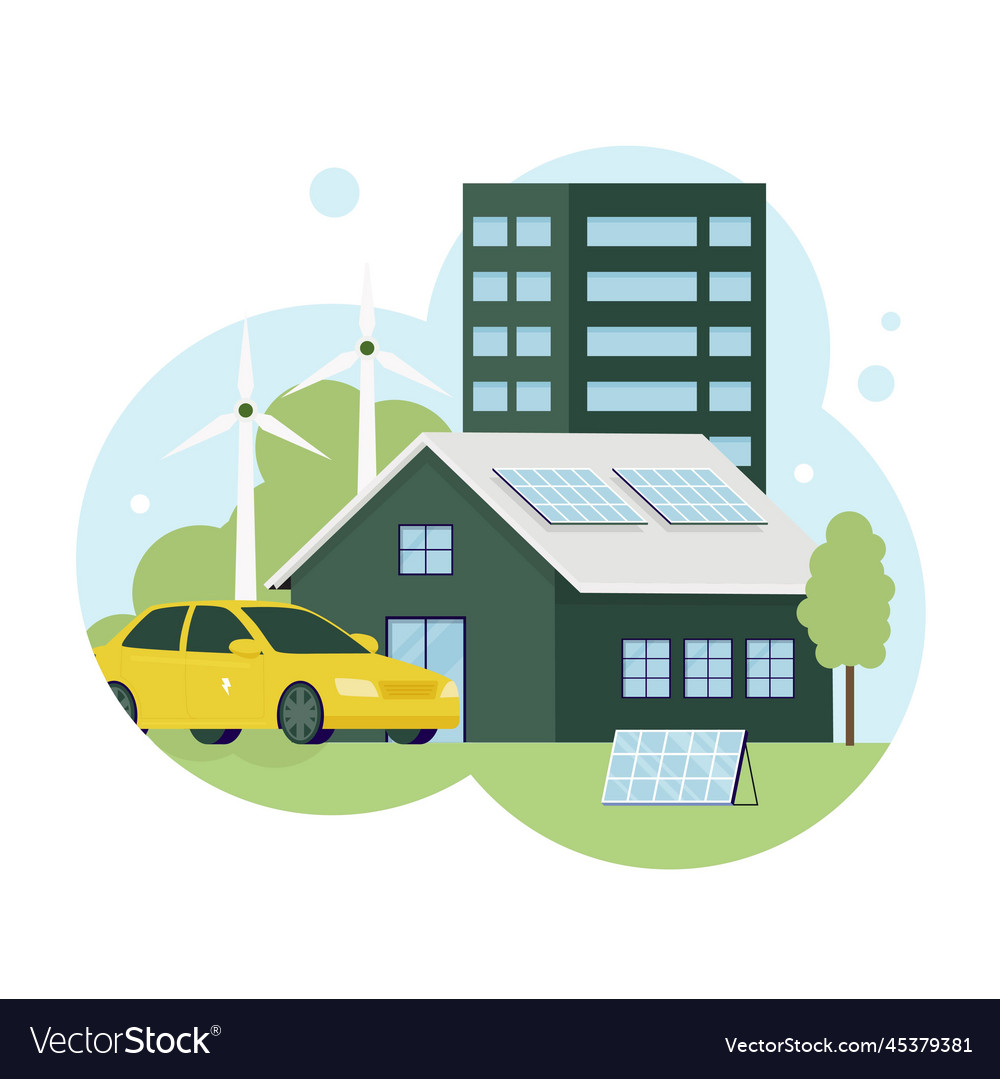 Flat design of green industry concept Royalty Free Vector