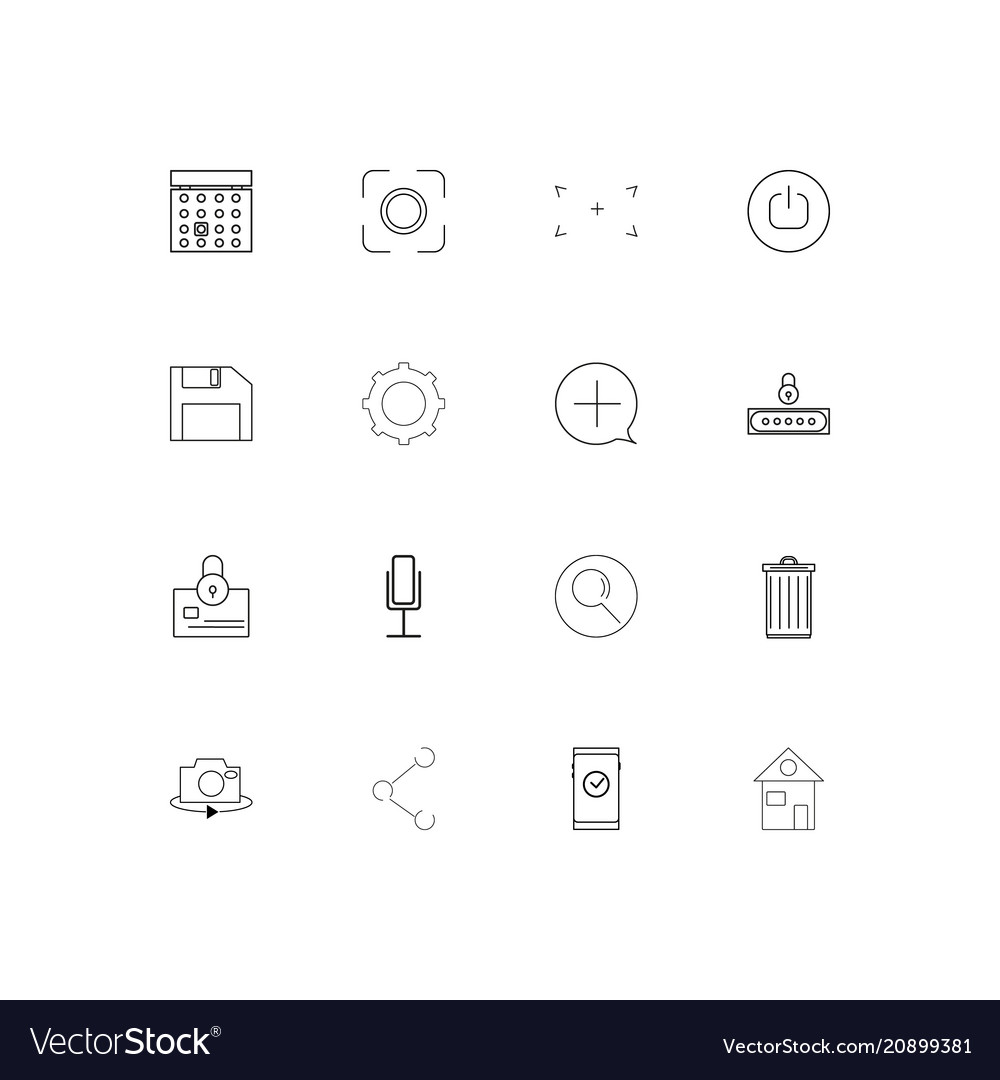 Interface linear thin icons set outlined simple
