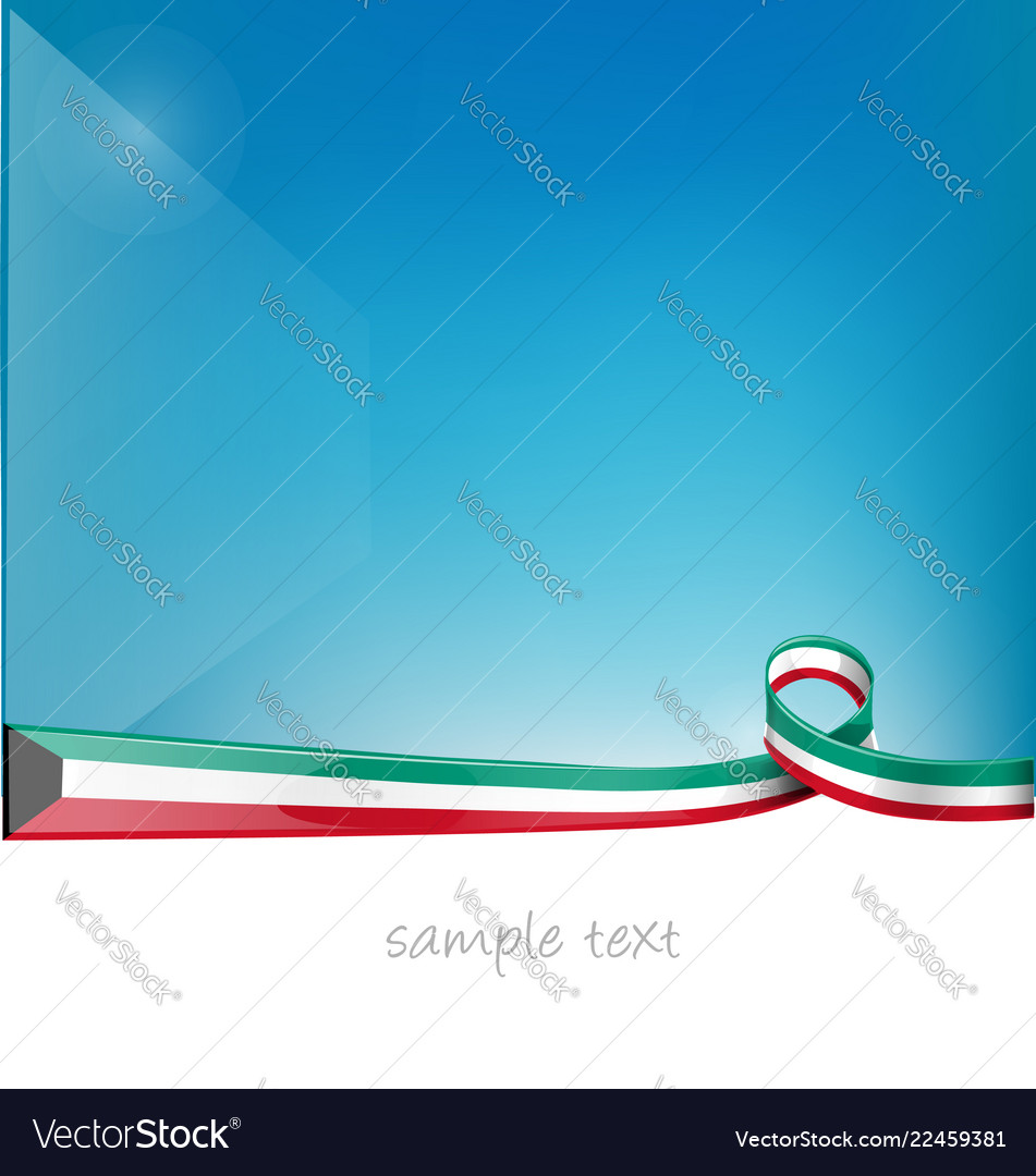 Kuwait ribbon flag on blue sky background vector image Kuwait ribbon flag on blue sky background