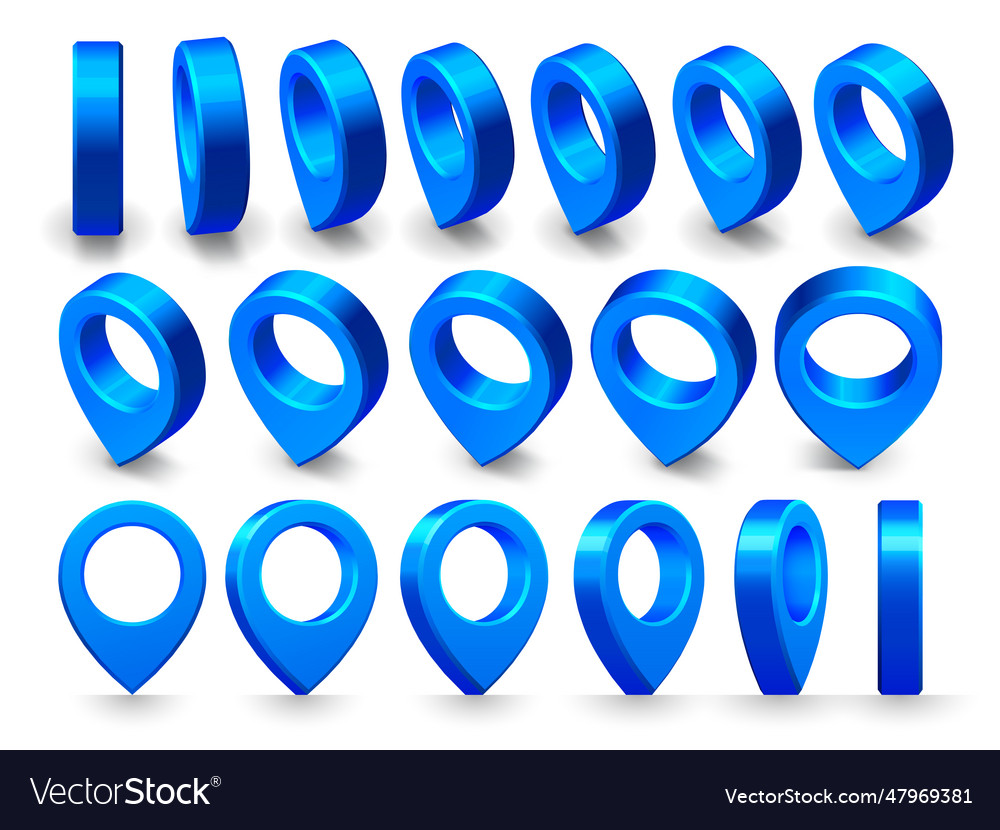 Location pin pointers map navigation 3d pins Vector Image Location pin pointers map navigation 3d pins