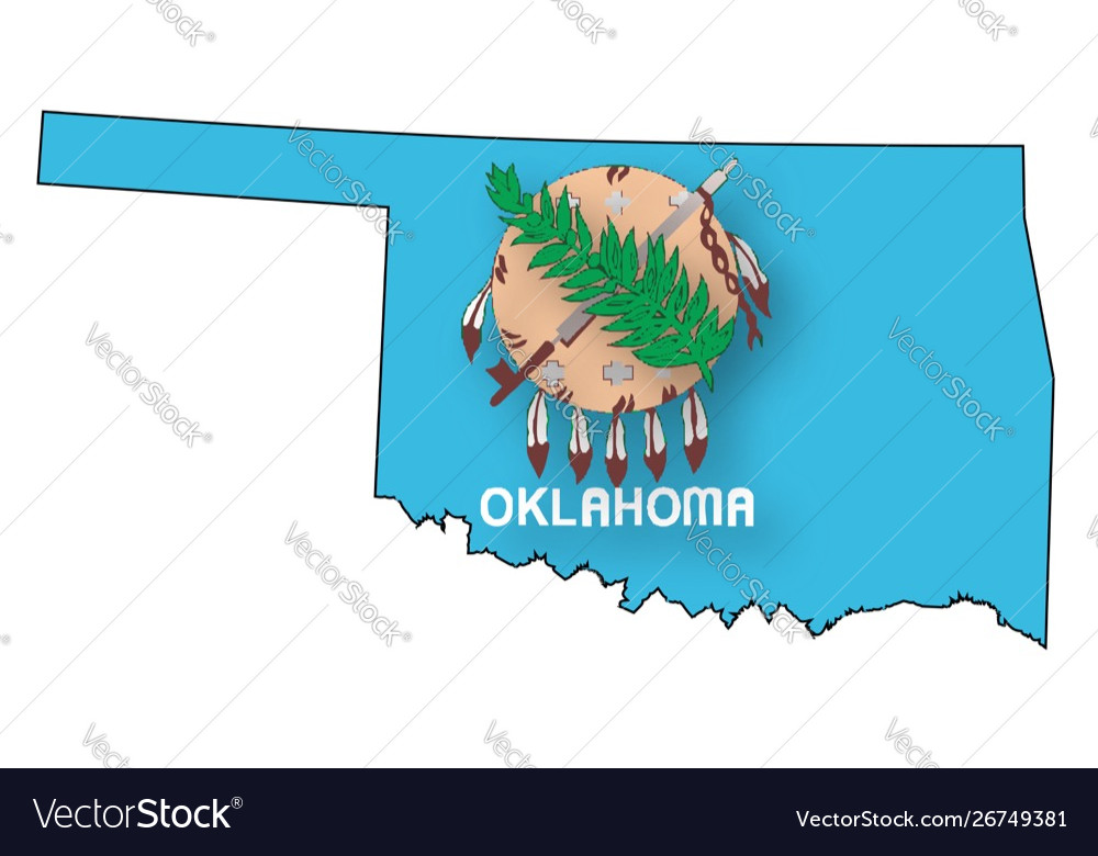 Oklahoma outline map and flag Royalty Free Vector Image