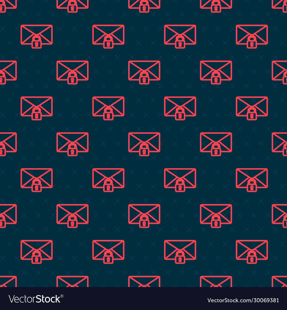 Red line mail message lock password icon isolated vector image Red line mail message lock password icon isolated