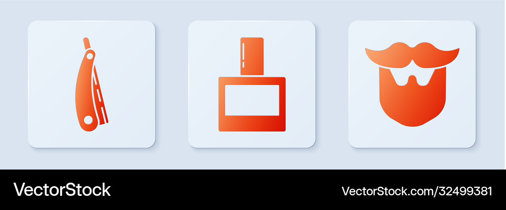 Set aftershave straight razor and mustache Vector Image