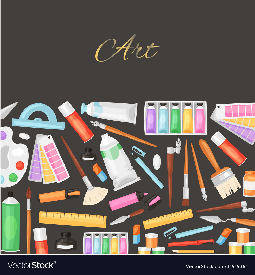 Artist tools watercolor with paintbrushes Vector Image