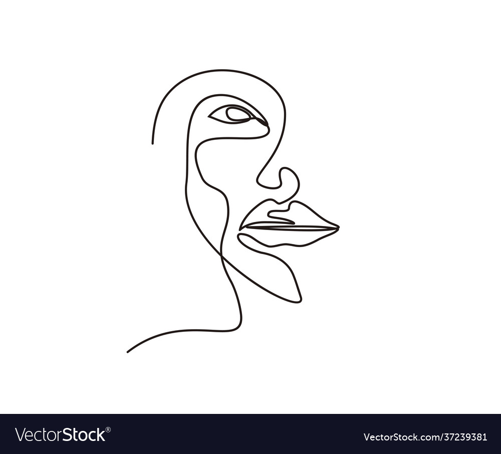 Surreal faces continuous line drawing abstract