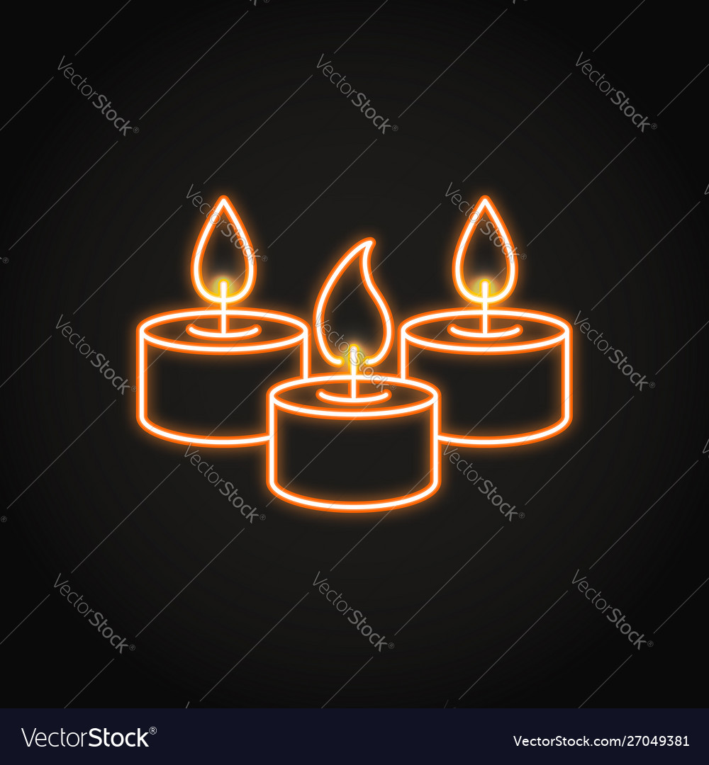 Tealight Candles Icon In Neon Line Style Vector Image 9281