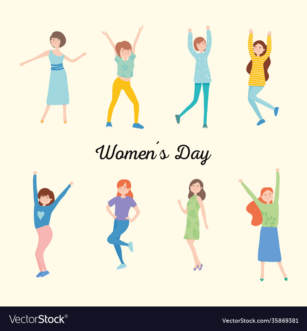 Womens day design with icon set happy Royalty Free Vector