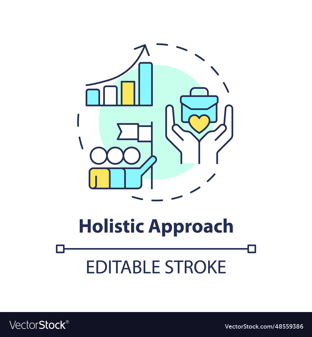 2d customizable thin line icon holistic approach vector image 2d customizable thin line icon holistic approach
