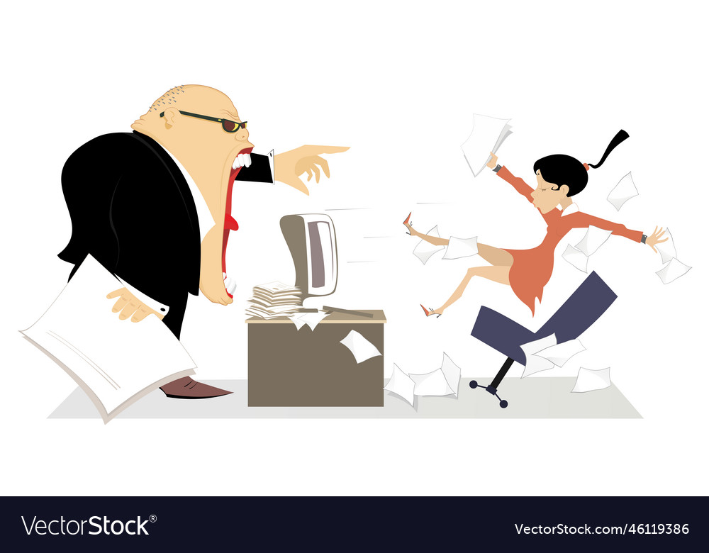 Angry boss and employee woman Royalty Free Vector Image