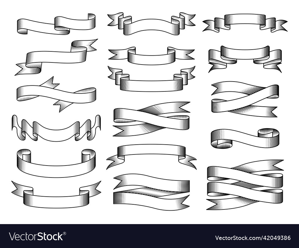 Engraved ribbons vintage tape templates Royalty Free Vector