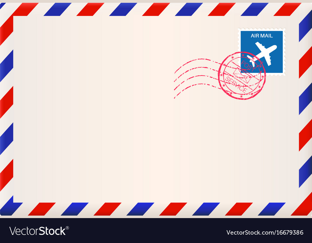 Envelope International Air Mail With Red And Blue Vector Image