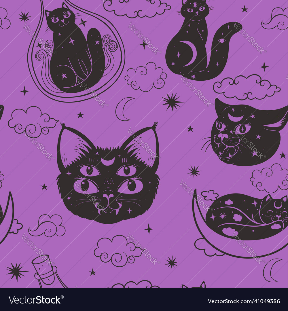 Esoteric Cat Pattern - Gothic & Mystical