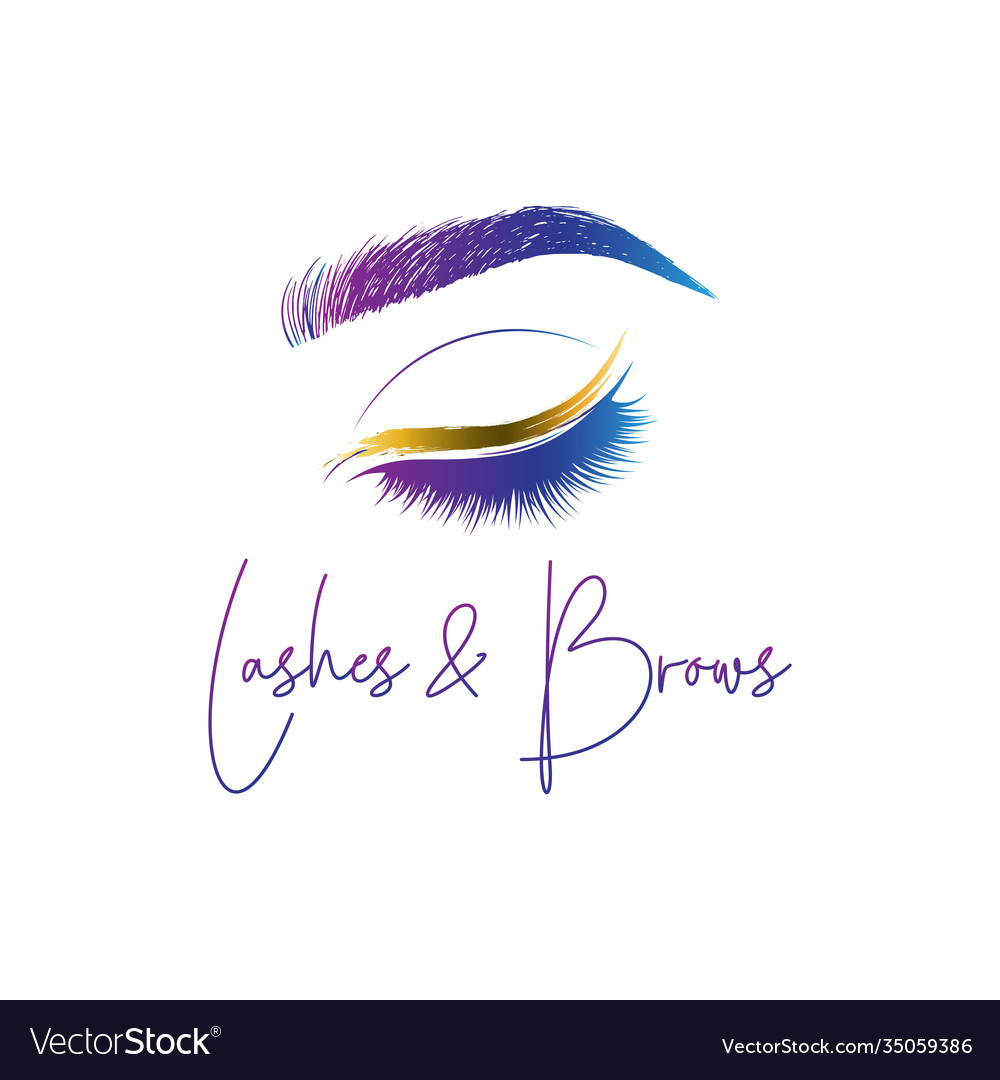 Eyelashes and eyebrows make up design logo Vector Image