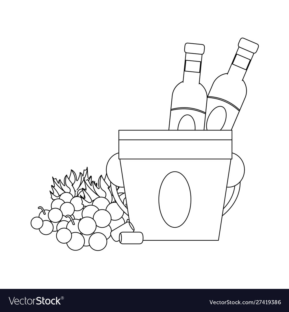 Ice bucket with wine bottles and grapes design