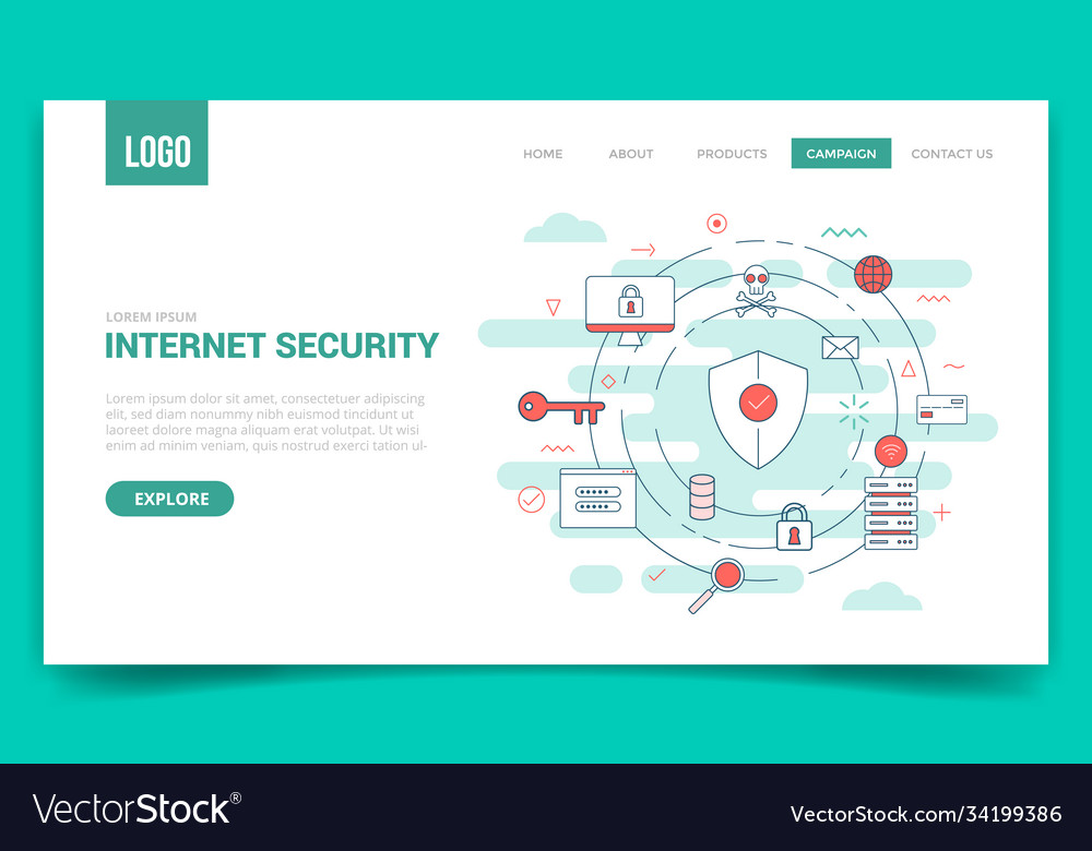 Internet security concept with circle icon