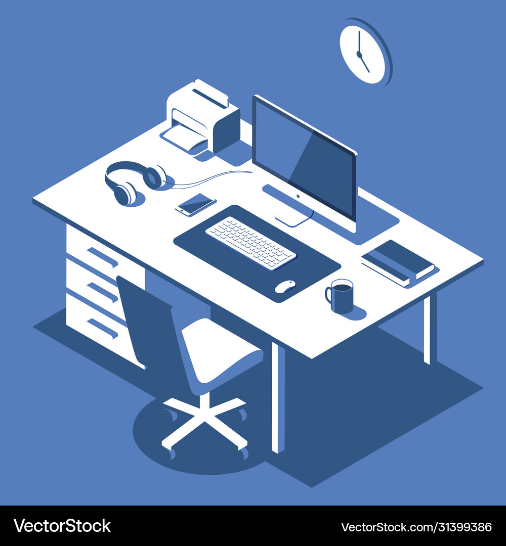Isometric concept office work Royalty Free Vector Image