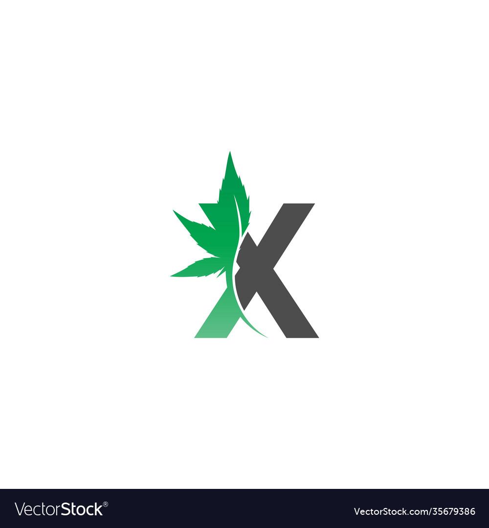 Letter x logo icon with cannabis leaf design