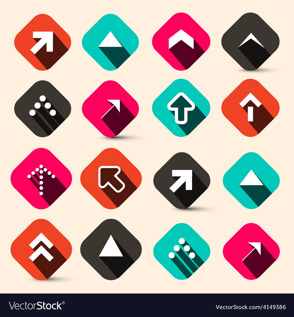 Retro arrows set in squares isolated on