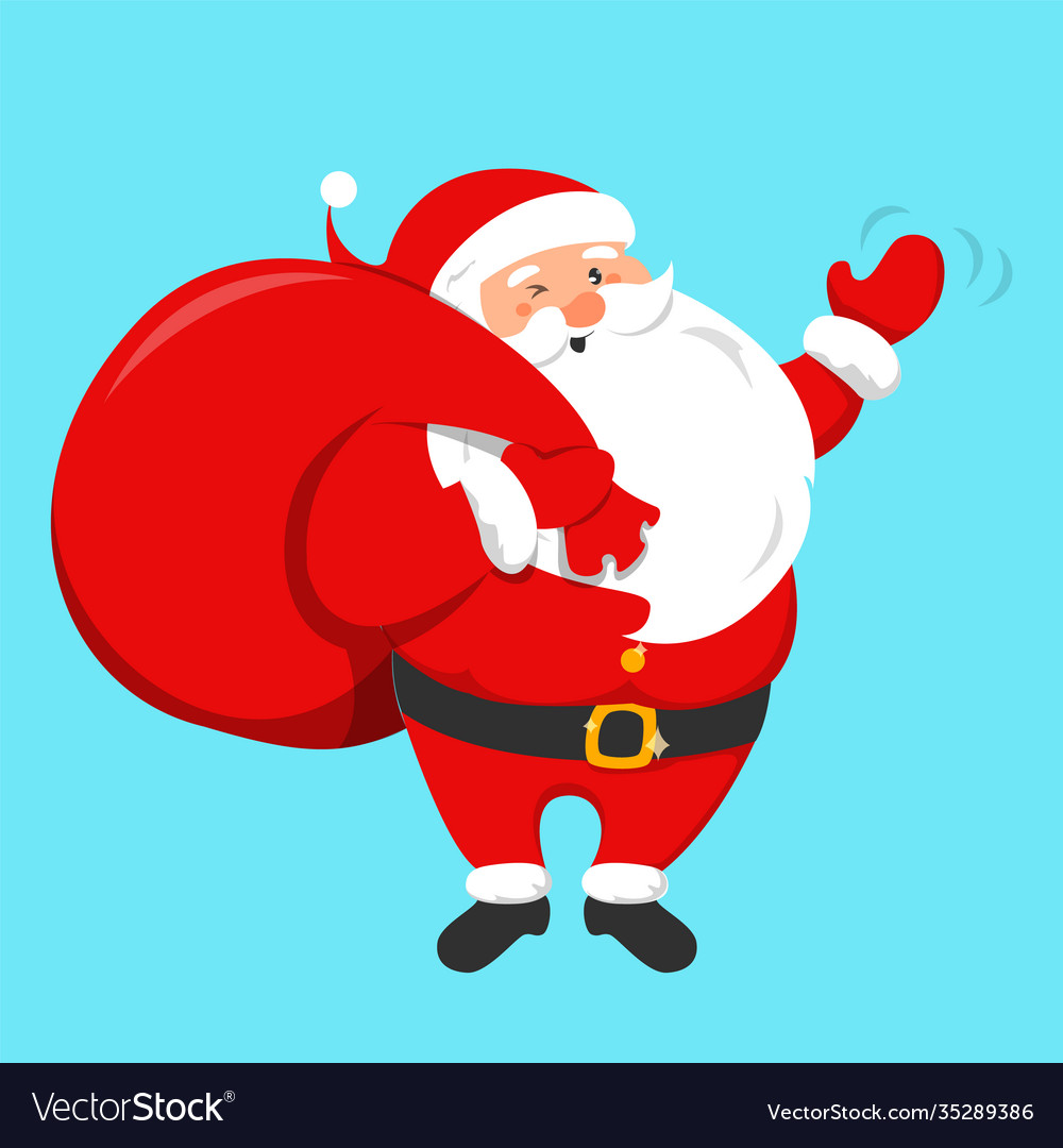 Santa claus holding a red bag full gifts Vector Image