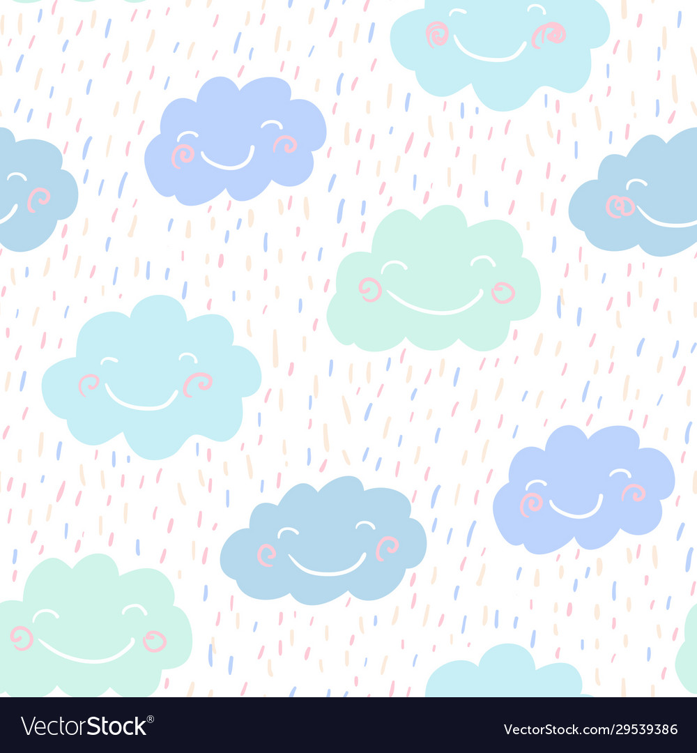 Seamless pattern with blue clouds vector image Seamless pattern with blue clouds