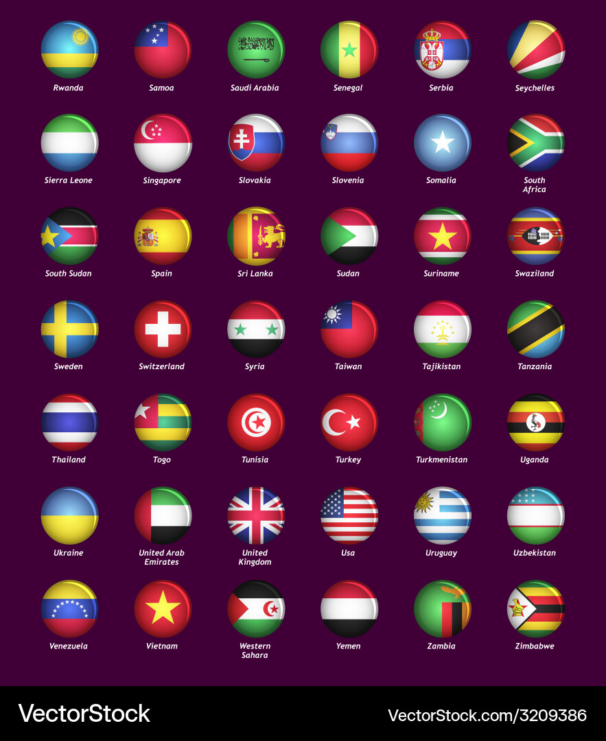 Set buttons with flags Royalty Free Vector Image