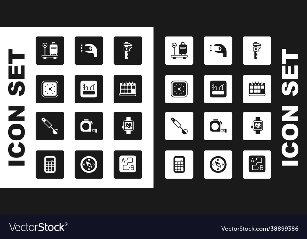 Set calliper or caliper and scale graph schedule vector image Set calliper or caliper and scale graph schedule