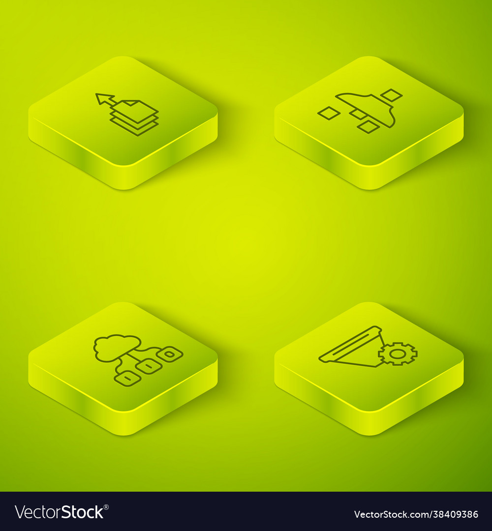 Set isometric line filter setting cloud Vector Image Set isometric line filter setting cloud
