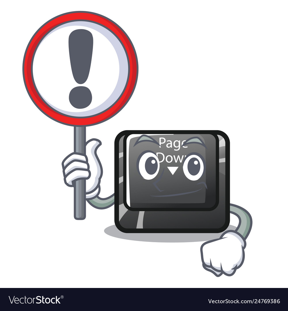 With sign character page down button installed vector image With sign character page down button installed