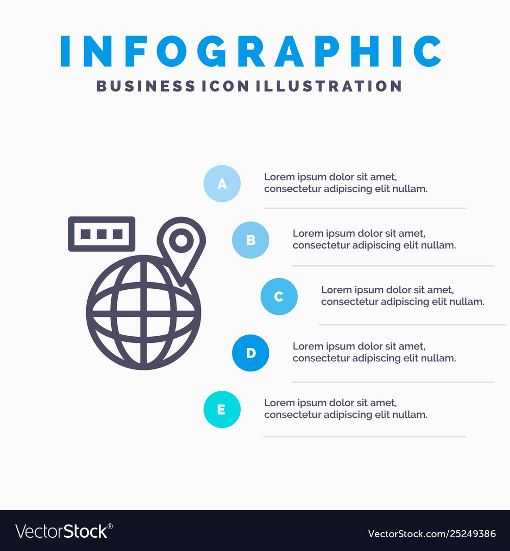 World map navigation location line icon with 5 vector image World map navigation location line icon with 5