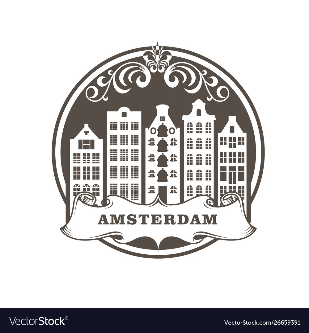 Amsterdam city stamp - row generic buildings