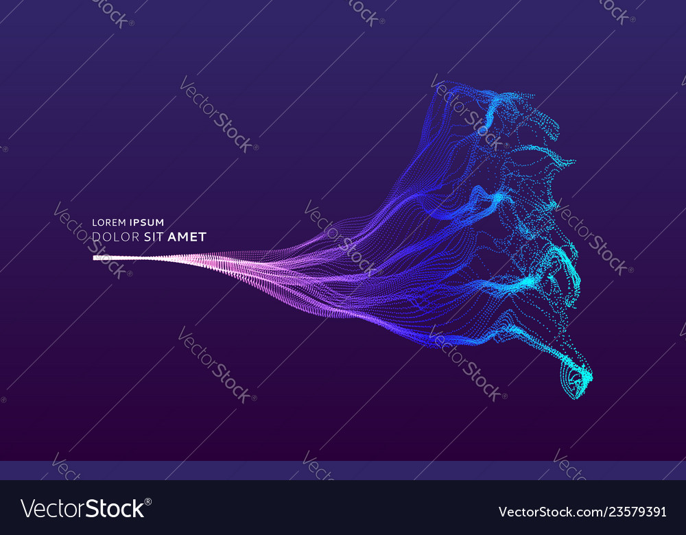 Array with dynamic emitted particles water splash vector image Array with dynamic emitted particles water splash
