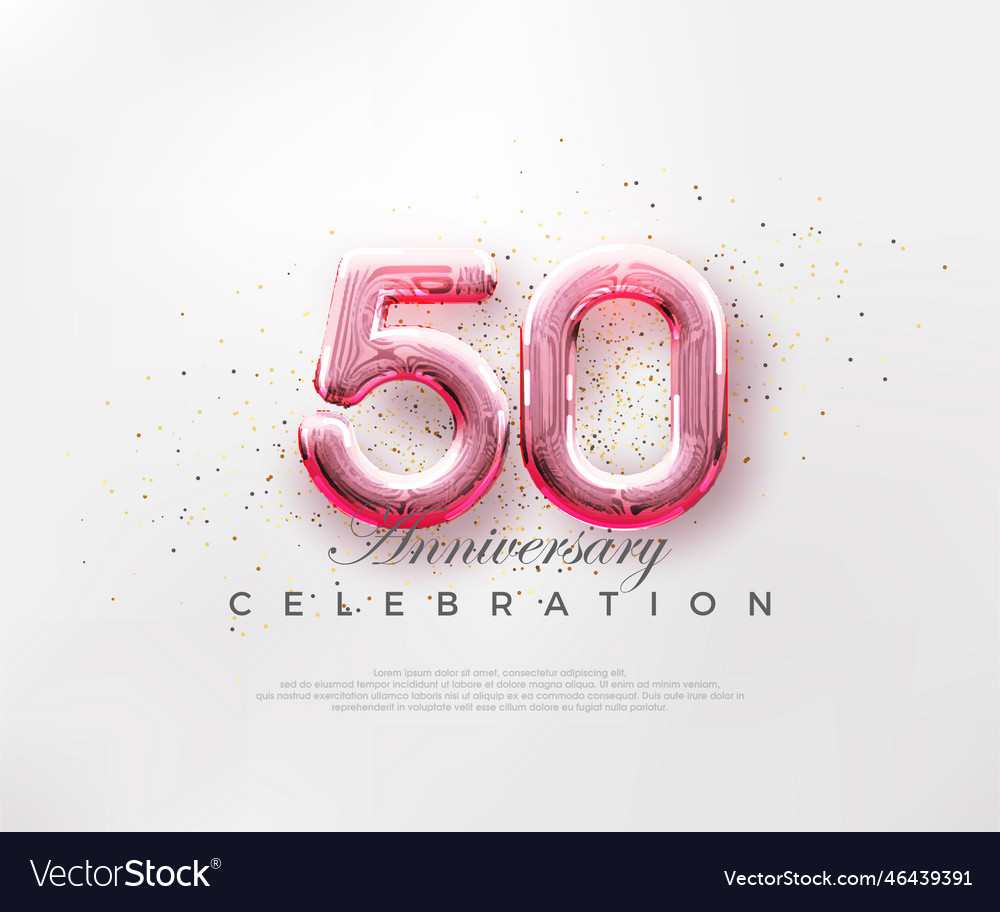 Balloons number 50th with red numbers on a bright Vector Image Balloons number 50th with red numbers on a bright