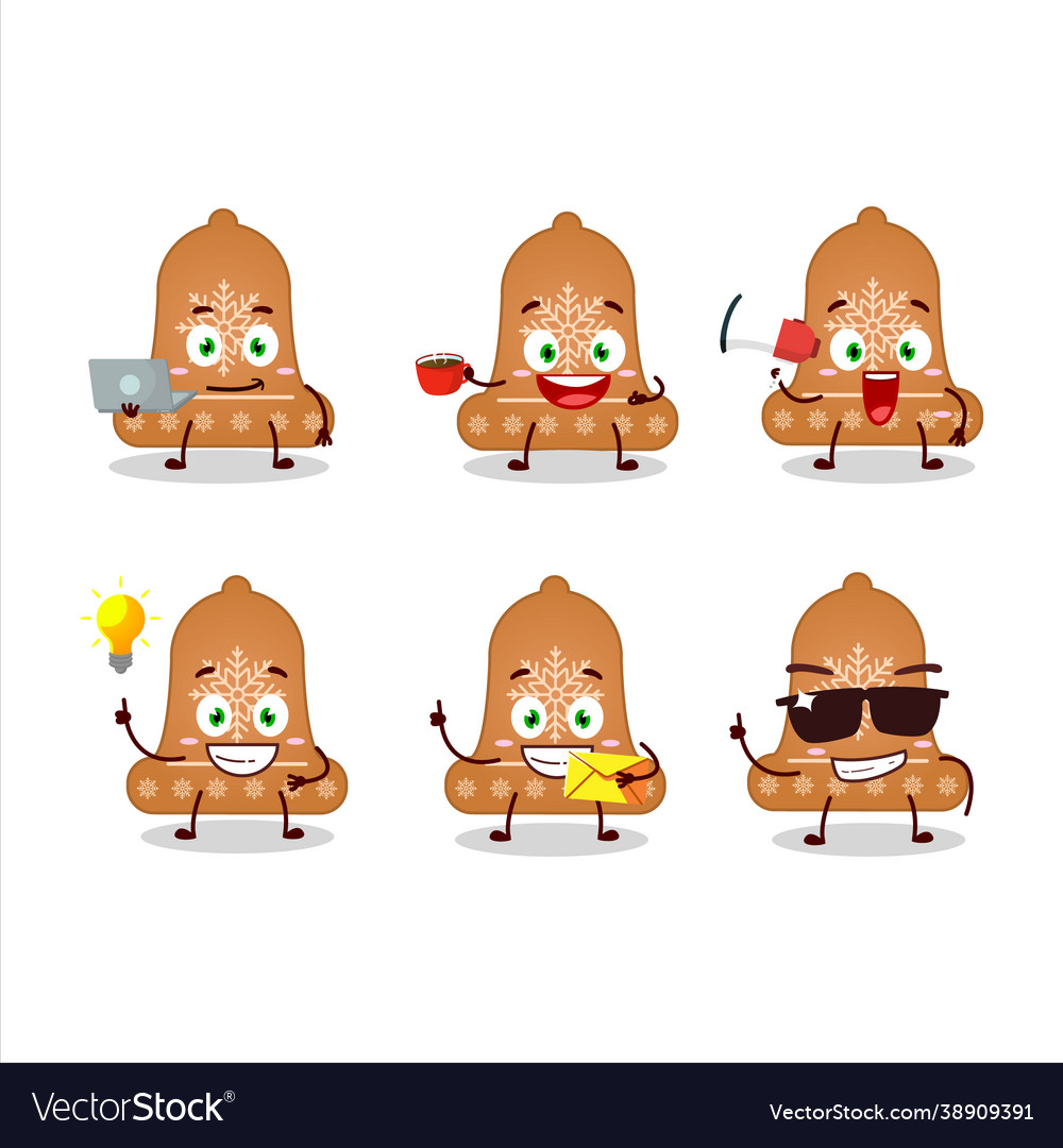 Bell cookie cartoon character with various types Vector Image Bell cookie cartoon character with various types