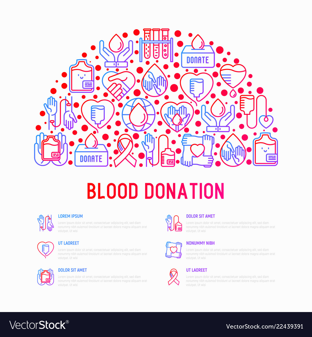 Blood donation mutual aid concept in half circle