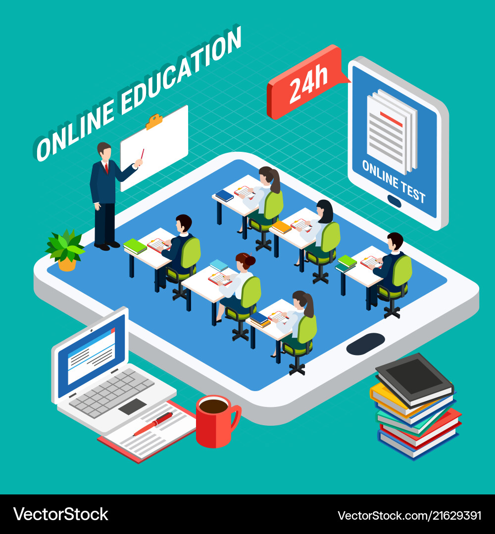 Education isometric concept Royalty Free Vector Image