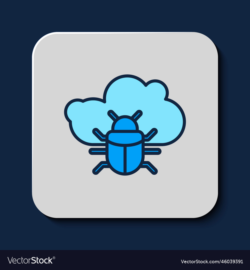 Filled outline system bug on a cloud icon isolated vector image Filled outline system bug on a cloud icon isolated