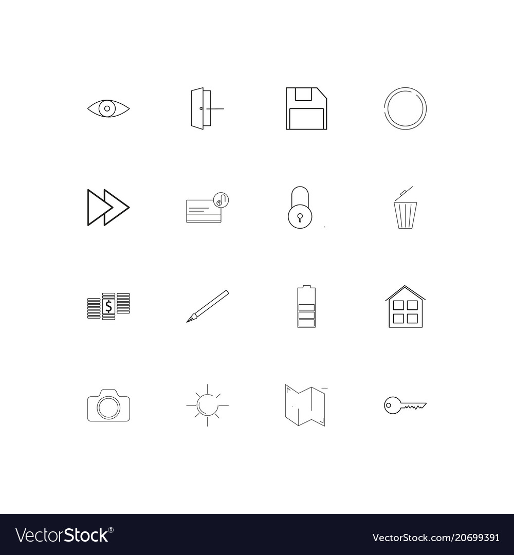 Interface simple linear icons set outlined