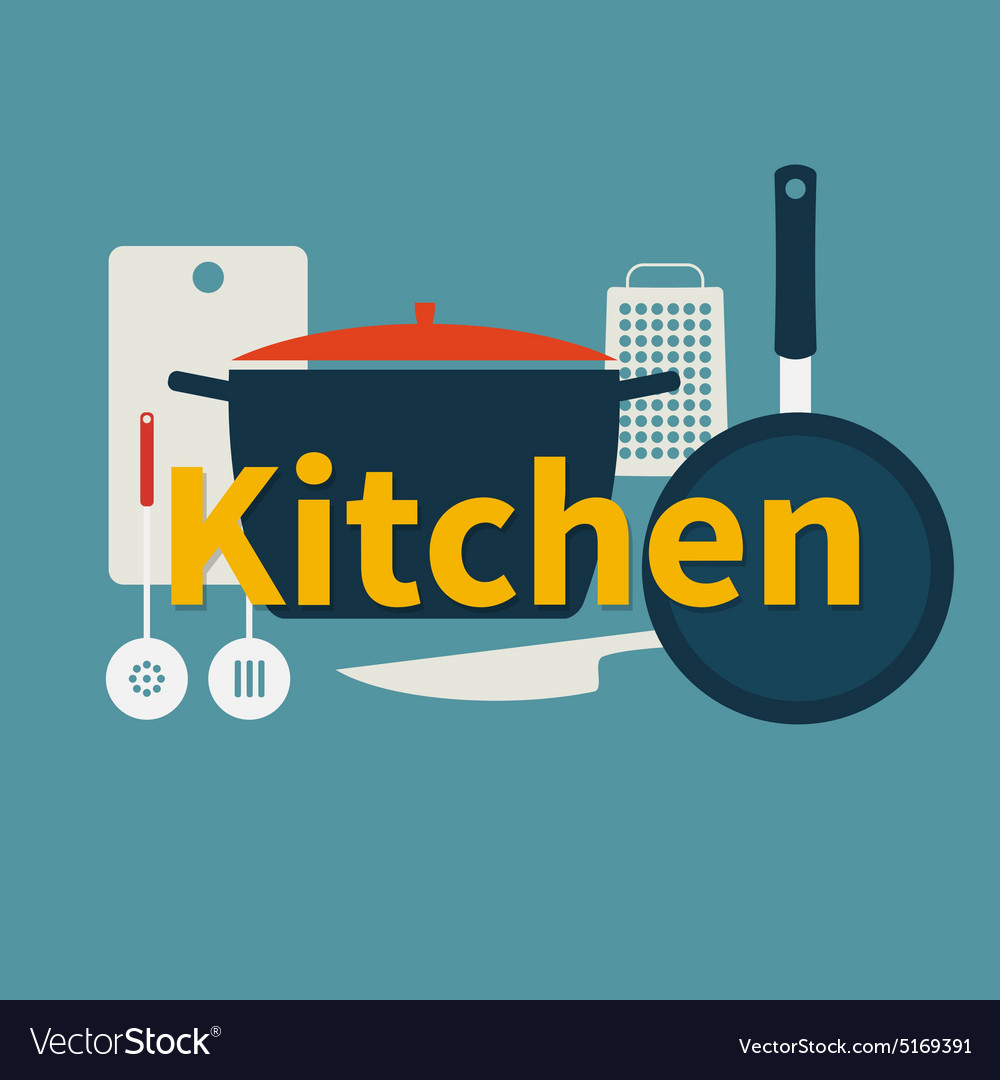 Kitchen utensils flat design Royalty Free Vector Image