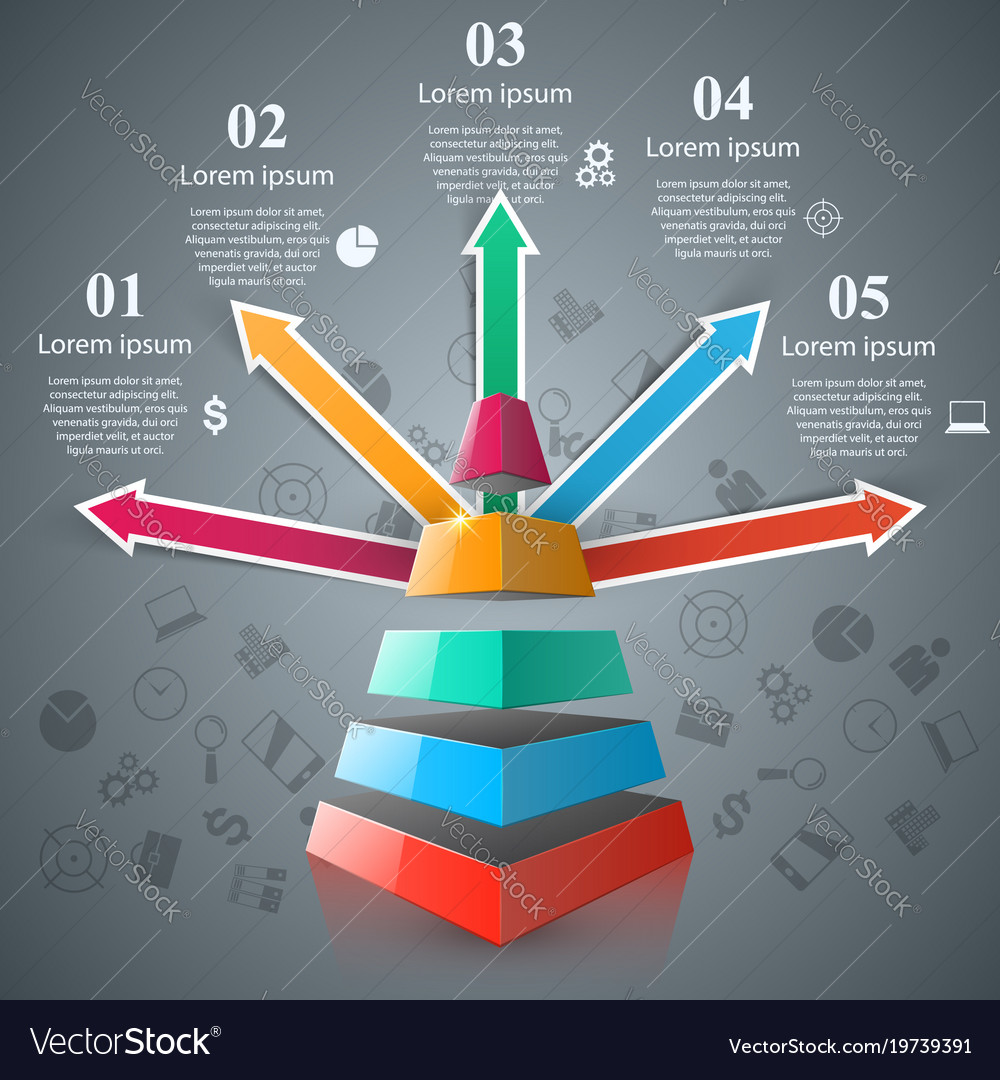 Pyramid 3d digital infographic