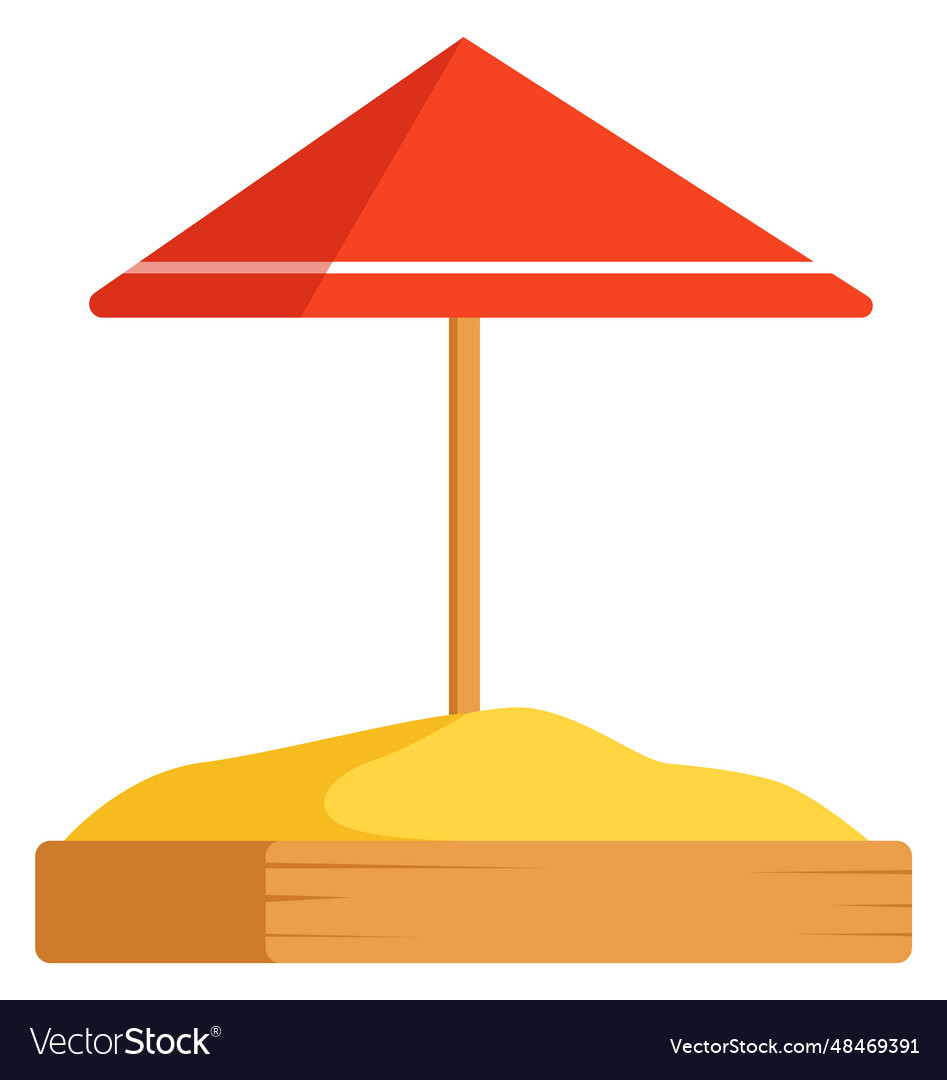 Sandbox with red umbrella color outdoor Royalty Free Vector