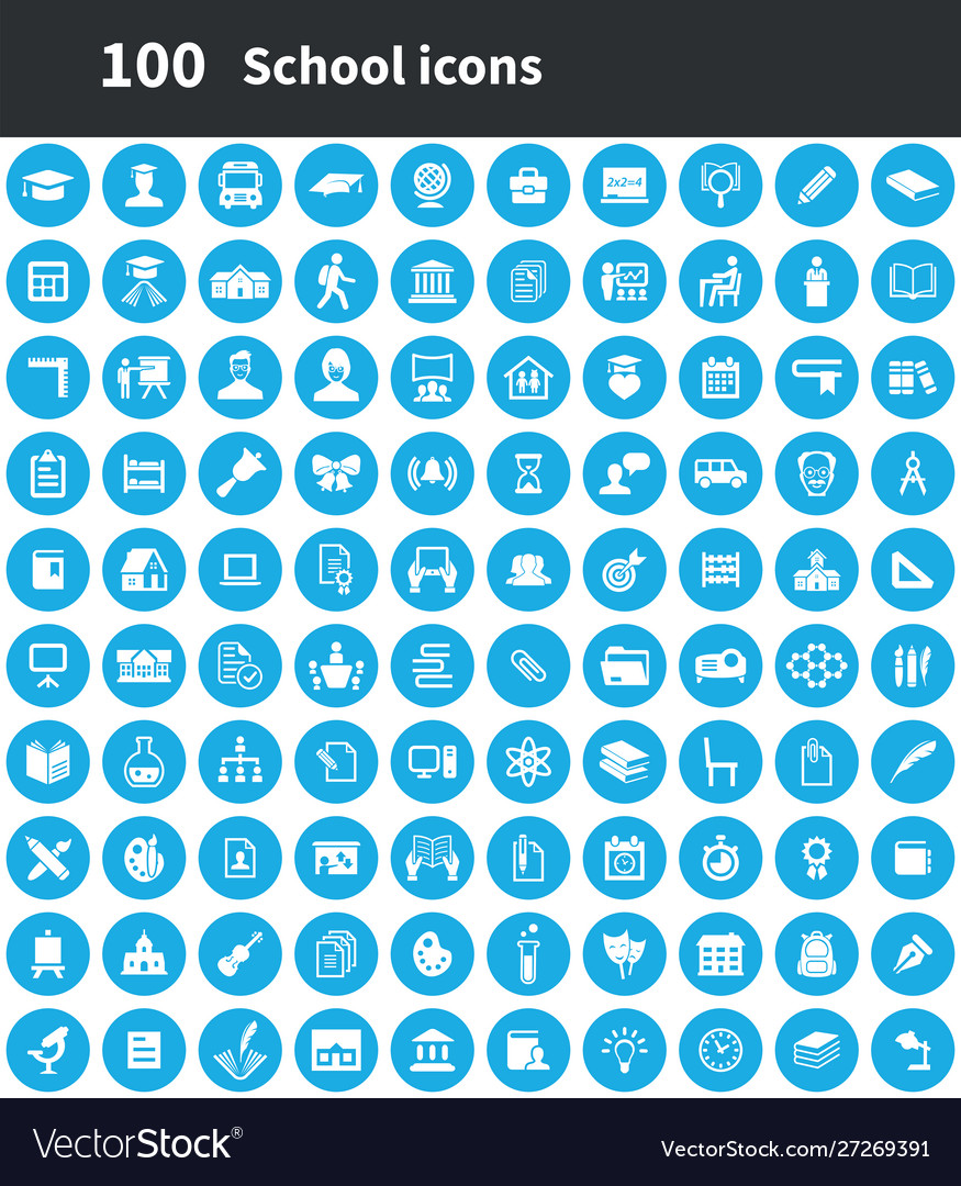 School 100 icons universal set for web and ui