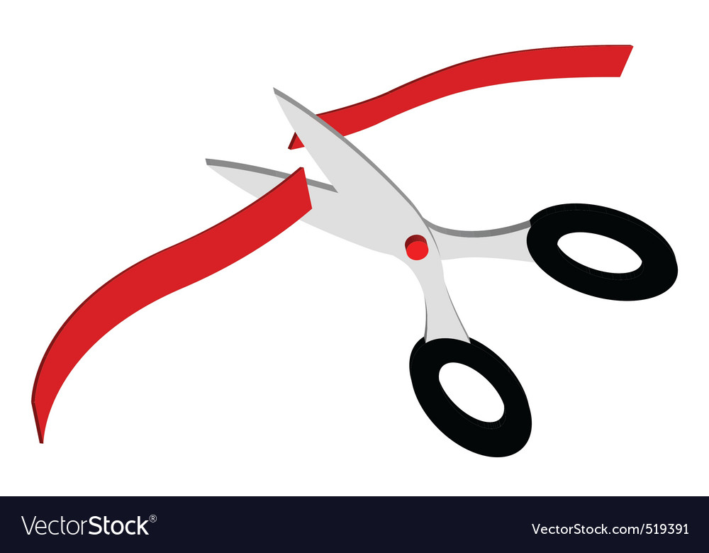 Scissors and red ribbon