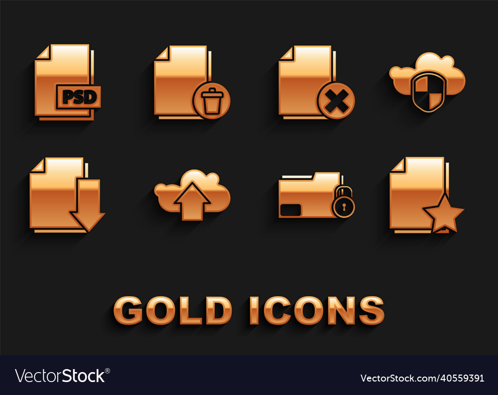 Set cloud upload and shield document with star vector image Set cloud upload and shield document with star