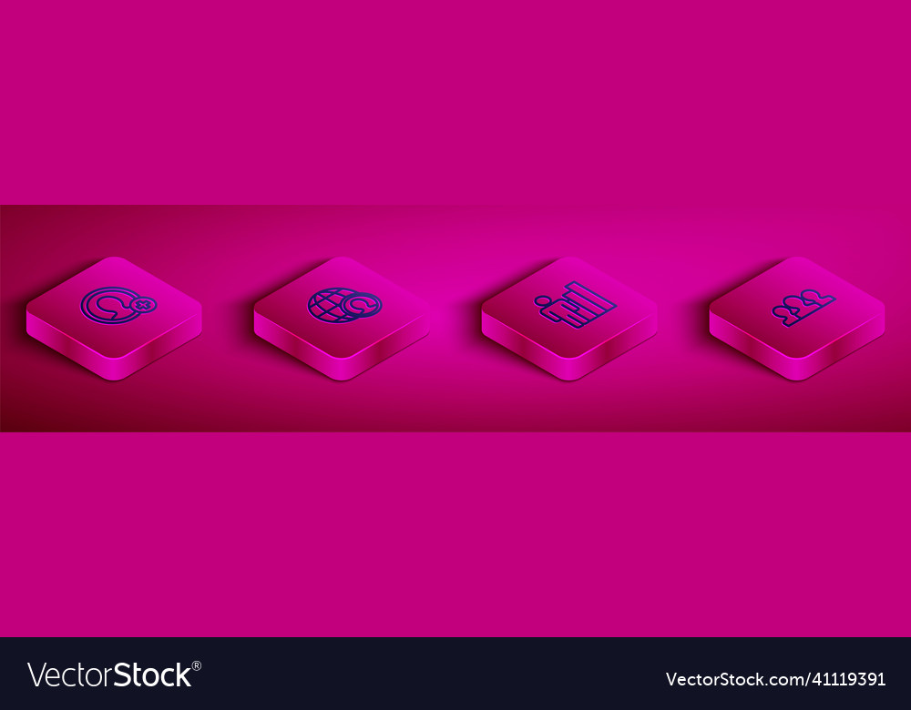 Set isometric line create account screen globe