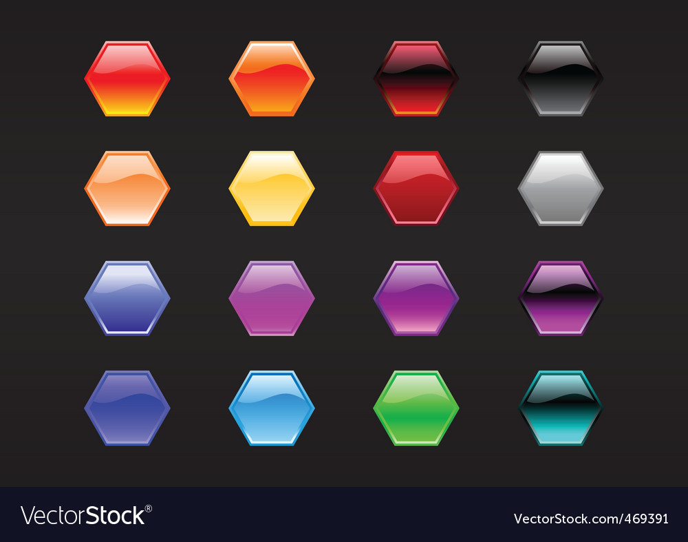 Shiny Hexagon Buttons