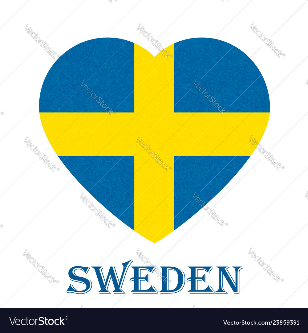 Sweden flag in heart shape scandinavian country