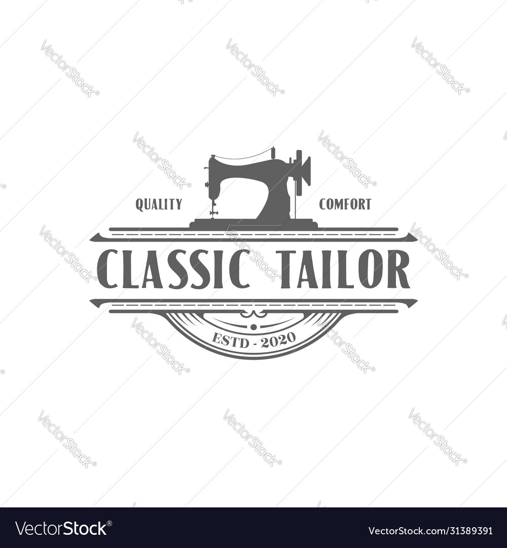 Vintage retro sewing machine silhouette tailor Vector Image