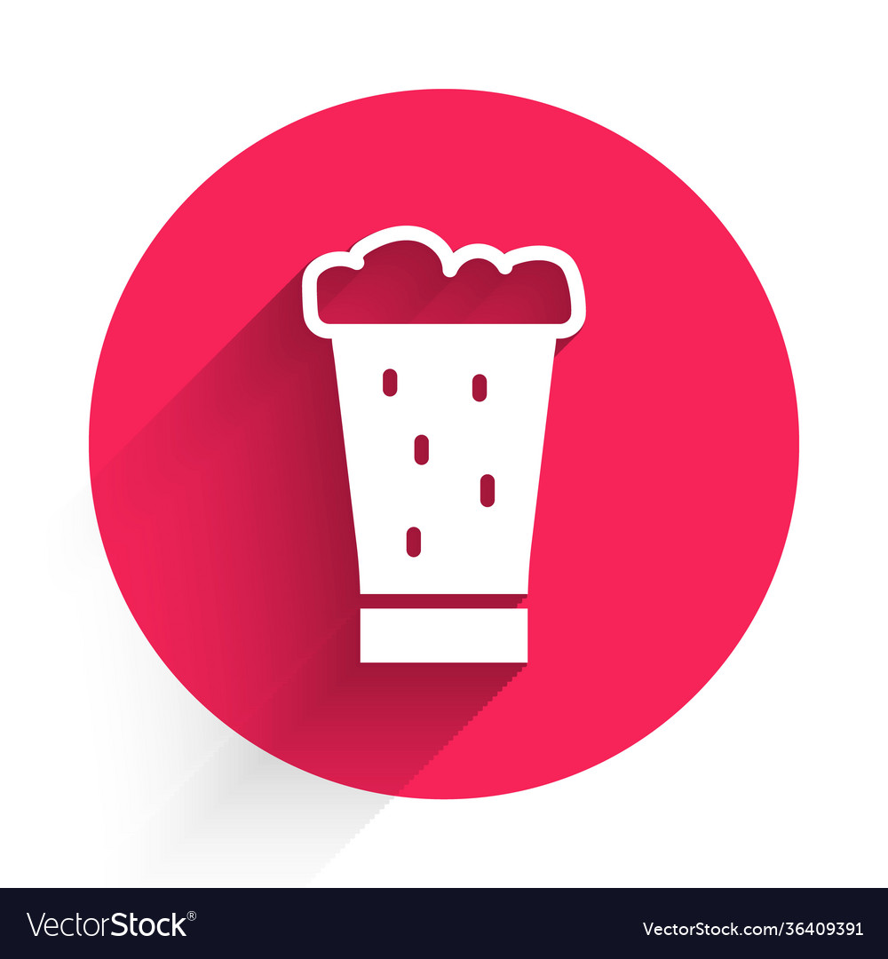 White glass beer icon isolated with long shadow