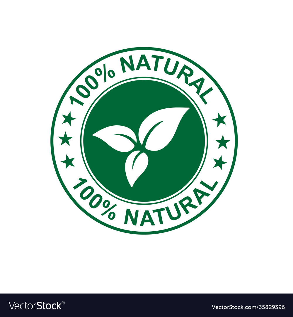 100 percents natural badge nature